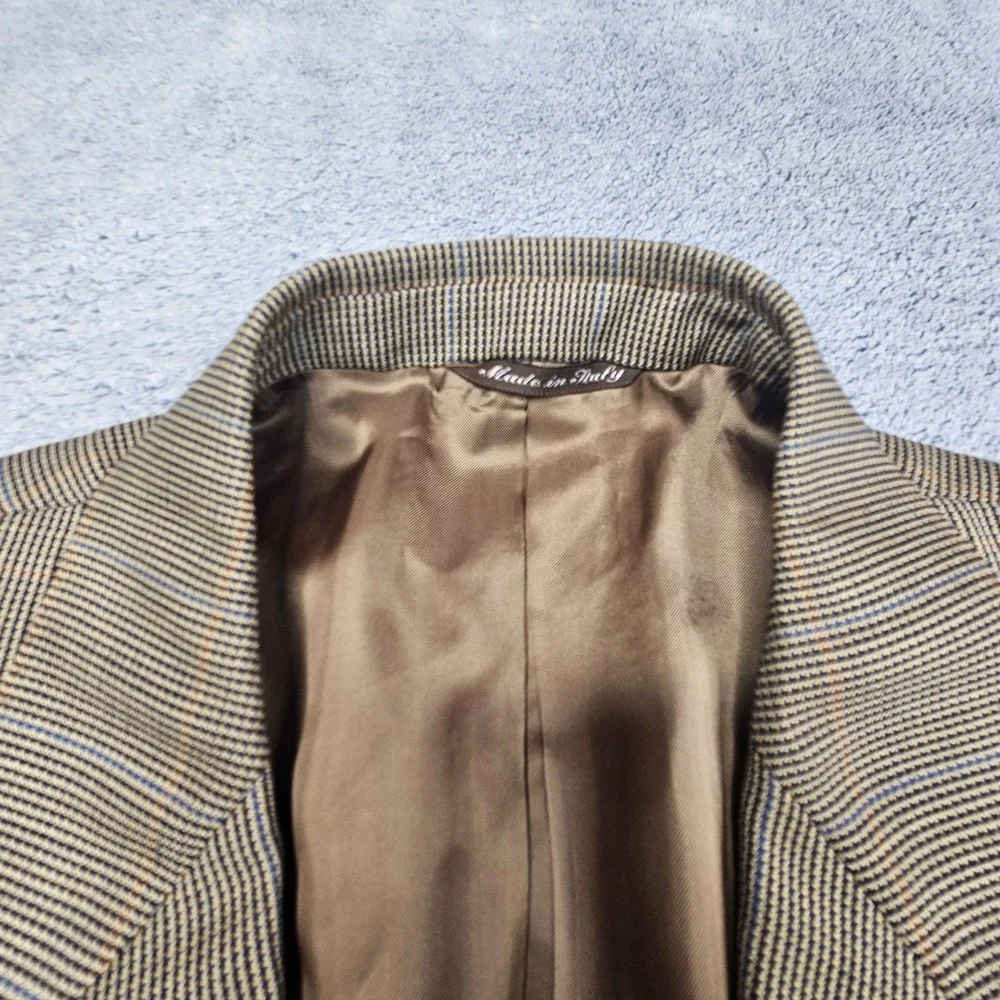 Vintage Canali Sport Coat Mens 44L Glen Plaid Blazer Wool Made in Italy Jacket